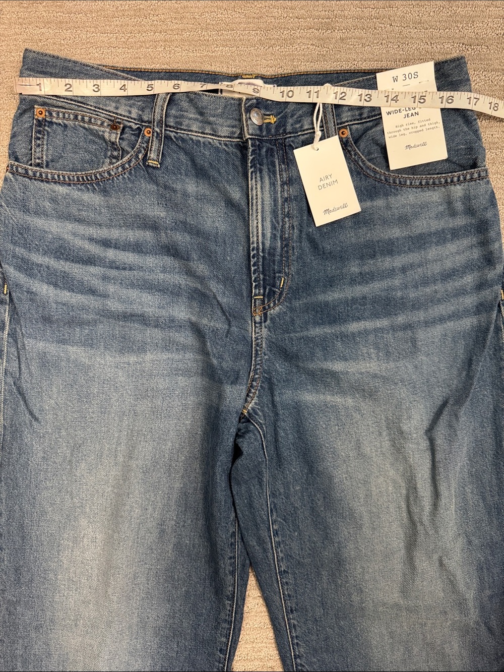 Madewell NWT The Short Perfect Vintage Wide-Leg Crop Jean in Airy Denim Size 30 - Picture 11 of 13